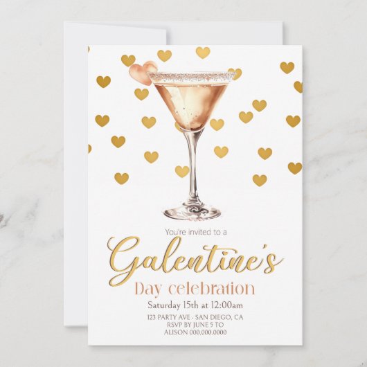 Elegant Galentine's Day party Invitation Einladung (Vorderseite)