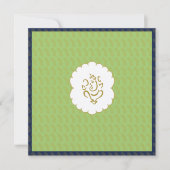 Elegant Ganesh Gold und grüne indische Hochzeit Einladung (Vorderseite)