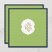 Elegant Ganesh Gold und grüne indische Hochzeit Einladung (Vorne/Hinten)