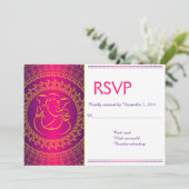 Elegant Ganesh | Indian God Pink RSVP Cards Einladung (Stehend Vorderseite)