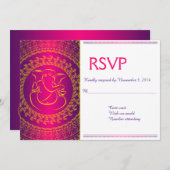 Elegant Ganesh | Indian God Pink RSVP Cards Einladung (Vorne/Hinten)