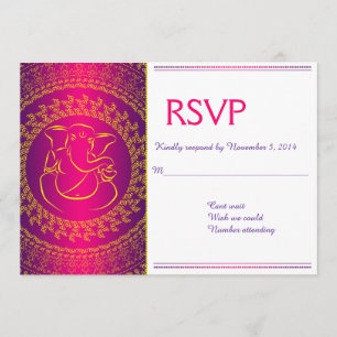 Elegant Ganesh Indian God Pink RSVP Cards Einladung