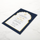 Elegant Ganesh Indian Hochzeit Dunkelblau und Gold Folieneinladung (Gedreht)