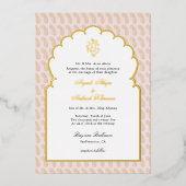 Elegant Ganesh Indische Hochzeit Rosa und Gold Folieneinladung (Vorderseite)