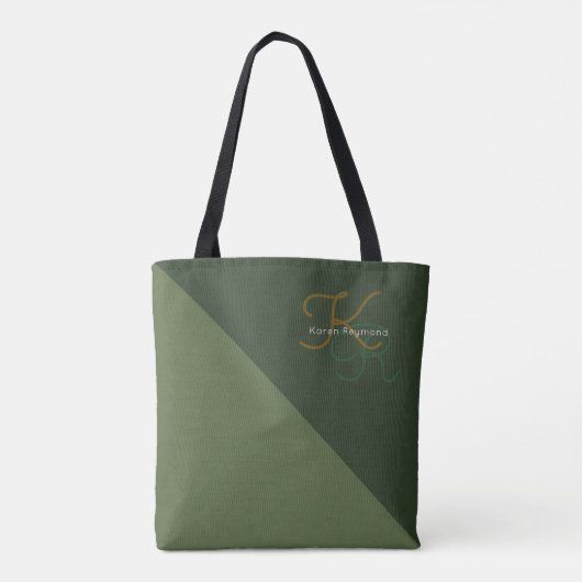 elegant ganz vorbei - 2 grünes mit Monogramm Tasche (Rückseite)