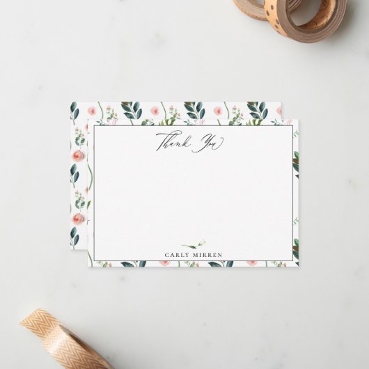 Elegant Garden Botanical Vielen Dank Mitteilungskarte (Vorderseite/Rückseite Beispiel)