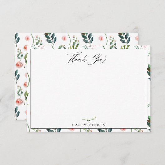 Elegant Garden Botanical Vielen Dank Mitteilungskarte (Vorne/Hinten)