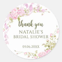 Elegant Garden Floral Bridal Shower Thank You Runder Aufkleber