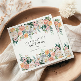 Elegant Garden Floral Greenery 80. Geburtstagspart Serviette