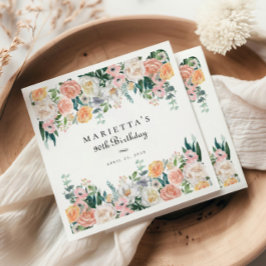 Elegant Garden Floral Greenery 90. Geburtstagspart Serviette