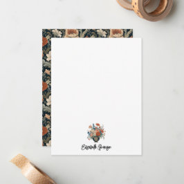 Elegant Garden Floral Monogram Stationery Mitteilungskarte