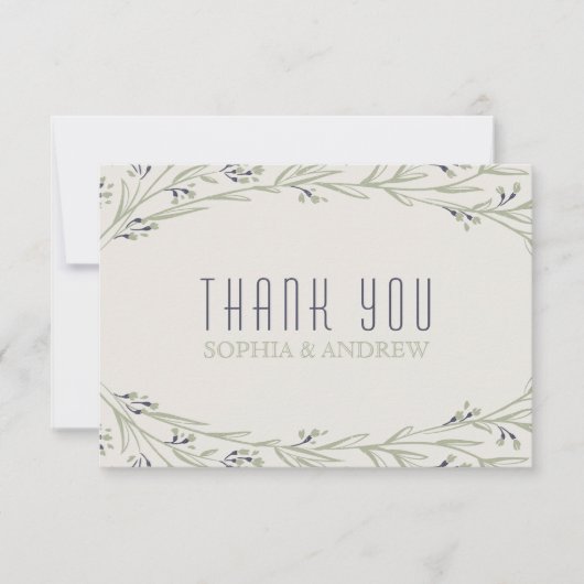 Elegant garden floral rustic wedding thank you dankeskarte (Vorderseite)