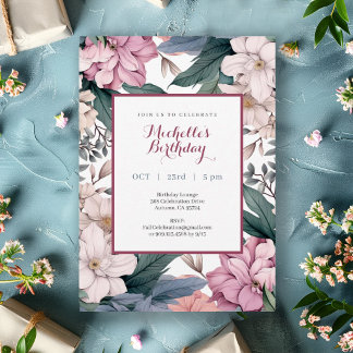 Elegant Garden Floral Watercolor Birthday Party Einladung