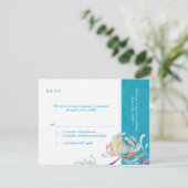 Elegant Garden Mum Turquoise Wedding RSVP (Stehend Vorderseite)
