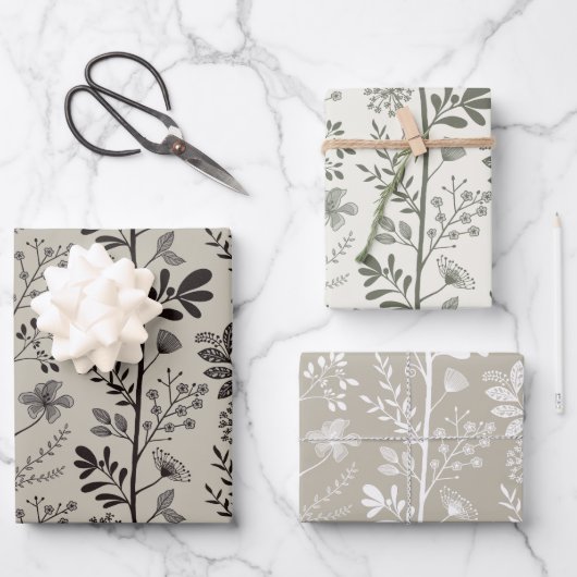 Elegant Garden Reverie Botanical Geschenkpapier Set (Vorderseite)