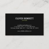 Elegant Gardener Green Grass Logo Minimal Black Visitenkarte (Rückseite)