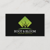 Elegant Gardener Green Grass Logo Minimal Black Visitenkarte (Vorderseite)