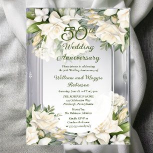 Elegant Gardenia Floral 50. Hochzeitstag Acryleinladungen