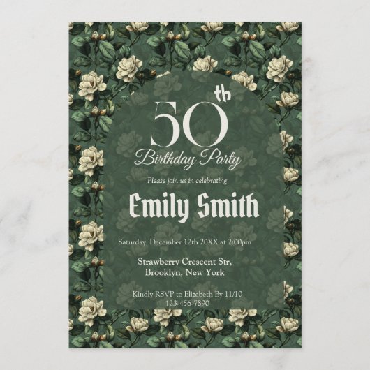 Elegant Gardenias Aesthetic Custom Birthday Einladung (Vorderseite)