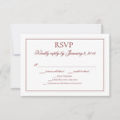 Elegant Garnet Red and White Wedding RSVP Karte (Vorderseite)
