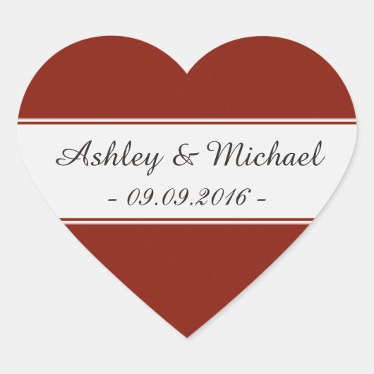 Elegant Garnet Red Save the Date Herz-Aufkleber (Vorderseite)