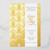 Elegant Gatsby Art Deco Gold Wedding Foil I Folieneinladung (Vorderseite)