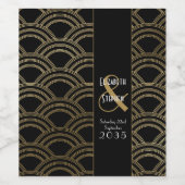 Elegant Gatsby Art Deco Gold Wedding Wine Weinetikett (Einzelnes Label)