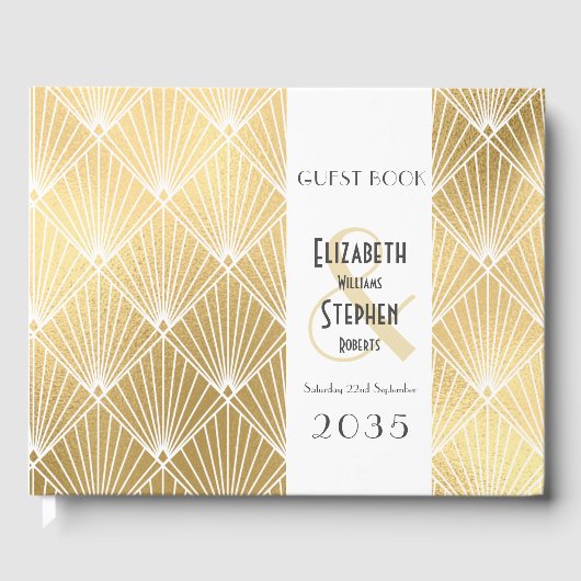 Elegant Gatsby Art Deco GoldWedding 1920 Gästebuch (Vorderseite)
