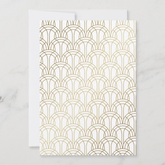 Elegant Gatsby Art Deco Roaring 20er Jahre Weißes Einladung (Rückseite)