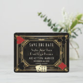 Elegant Gatsby Casino Royale Vegas Poker Wedding Save The Date (Stehend Vorderseite)