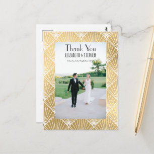 Elegant Gatsby Deko 1920er Foto Hochzeit Thankyou Postkarte