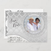 Elegant Gay Silver Wedding Save the Date Ankündigungspostkarte (Vorne/Hinten)