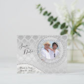 Elegant Gay Silver Wedding Save the Date Ankündigungspostkarte (Stehend Vorderseite)