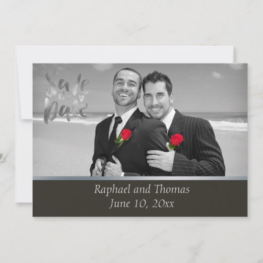 Elegant Gay Tuxedo Save the Date (Vorderseite)