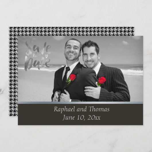 Elegant Gay Tuxedo Save the Date (Vorne/Hinten)