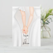 Elegant Gay Wedding Bride Holding Hands Einladung (Stehend Vorderseite)