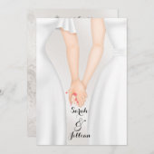 Elegant Gay Wedding Bride Holding Hands Einladung (Vorne/Hinten)
