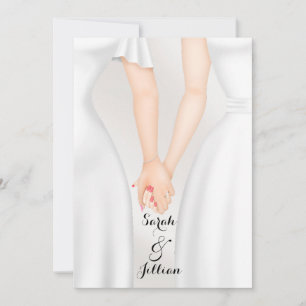 Elegant Gay Wedding Bride Holding Hands Einladung