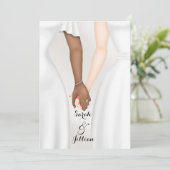 Elegant Gay Wedding Bride Holding Hands ethnisch Einladung (Stehend Vorderseite)