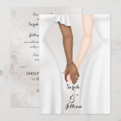 Elegant Gay Wedding Bride Holding Hands ethnisch Einladung (Vorne/Hinten)