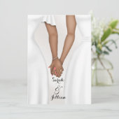 Elegant Gay Wedding Bride Holding Hands ethnisch Einladung (Stehend Vorderseite)