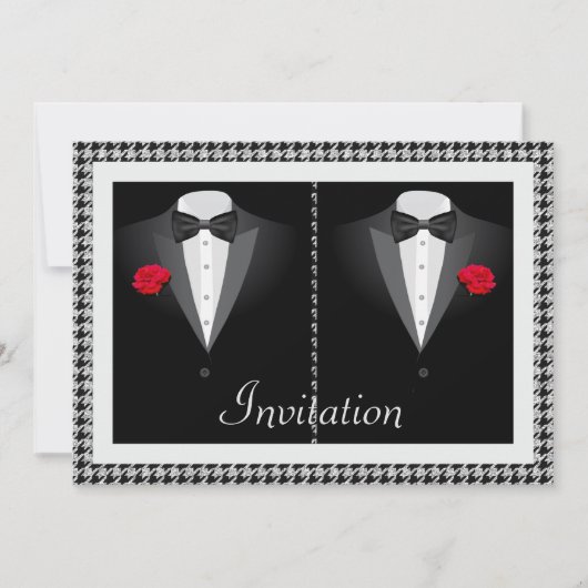 Elegant Gay Wedding Einladung mit zwei Tuxedos (Vorderseite)