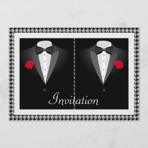 Elegant Gay Wedding Einladung mit zwei Tuxedos