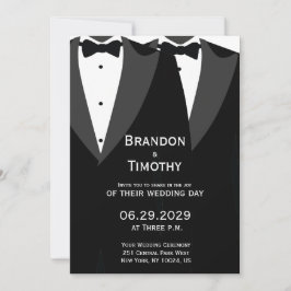 Elegant Gay Wedding Invitation Black Tie Einladung