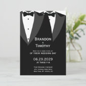 Elegant Gay Wedding Invitation Black Tie Einladung (Stehend Vorderseite)