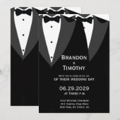 Elegant Gay Wedding Invitation Black Tie Einladung (Vorne/Hinten)