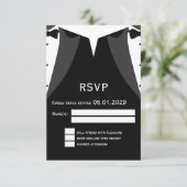 Elegant Gay Wedding RSVP Card Black Tie (Stehend Vorderseite)