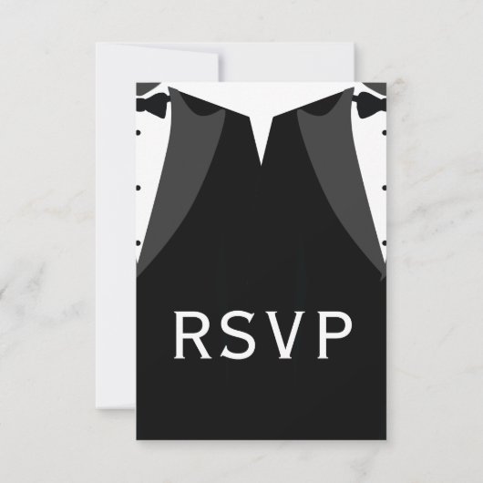 Elegant Gay Wedding RSVP Card Black Tie (Rückseite)