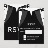 Elegant Gay Wedding RSVP Card Black Tie (Vorne/Hinten)