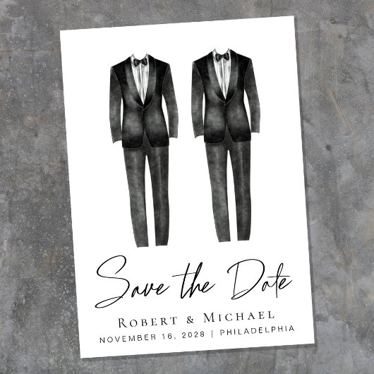 Elegant Gay Wedding Tuxedo Wasserfarbe Save The Date